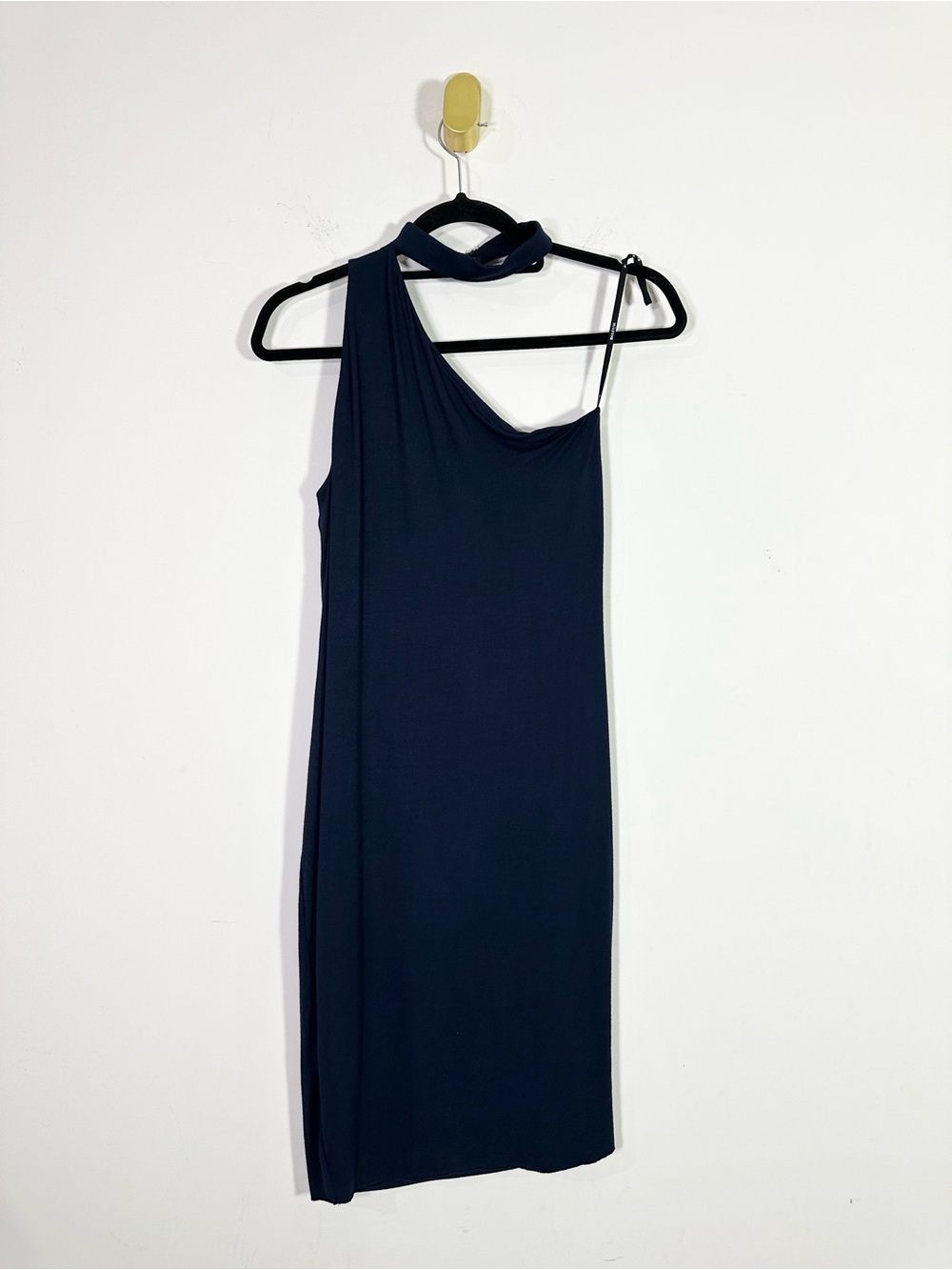 Bailey 44 Navy Blue One Shoulder Choker Neck Bodycon Stretch Dress